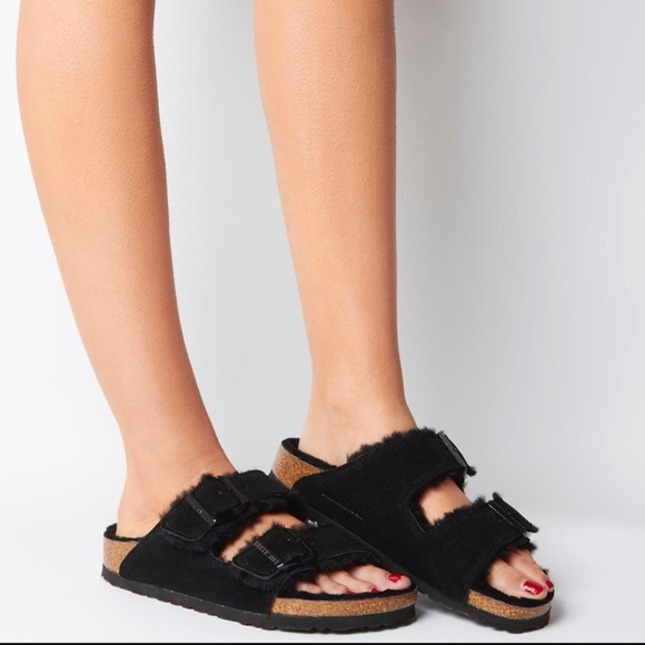 - BIRKENSTOCK Arizona shearling fur black EU 36 US 6 - - Picture 3 of 16